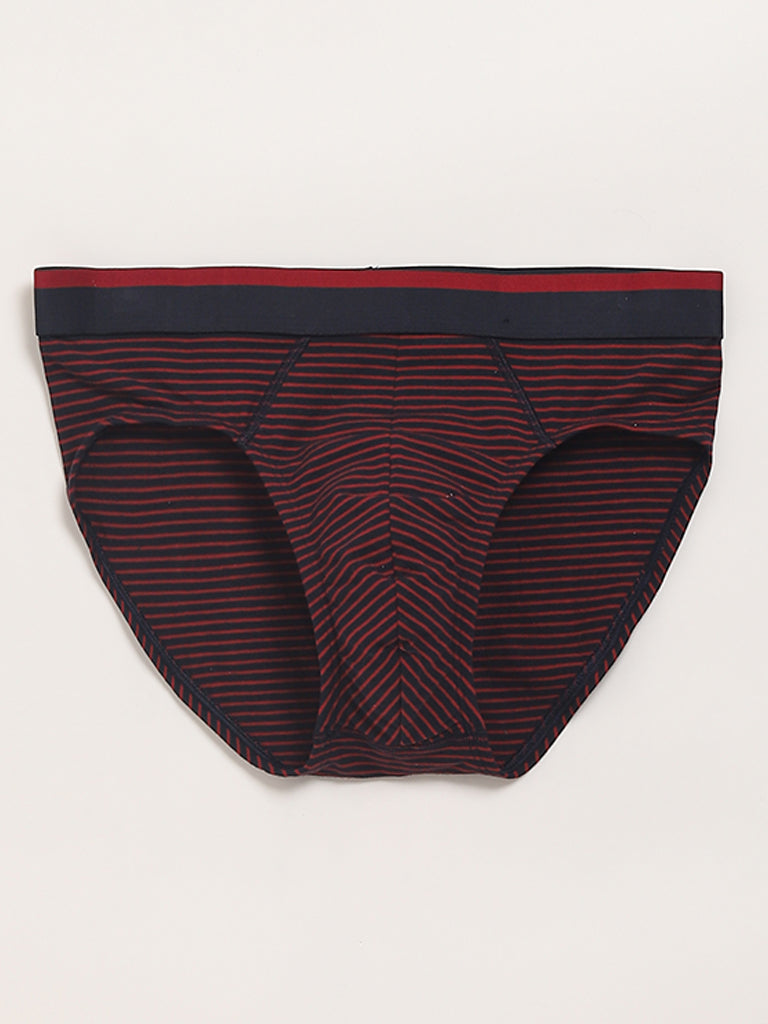 WES Lounge Red Plain Cotton Briefs - Pack of 3