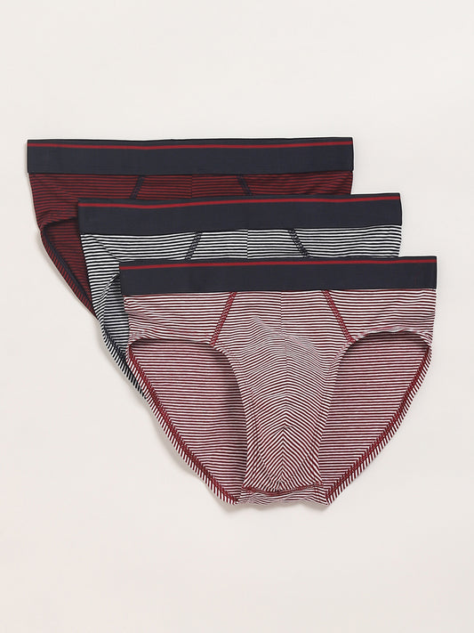WES Lounge Multicolor Striped Briefs - Pack of 3