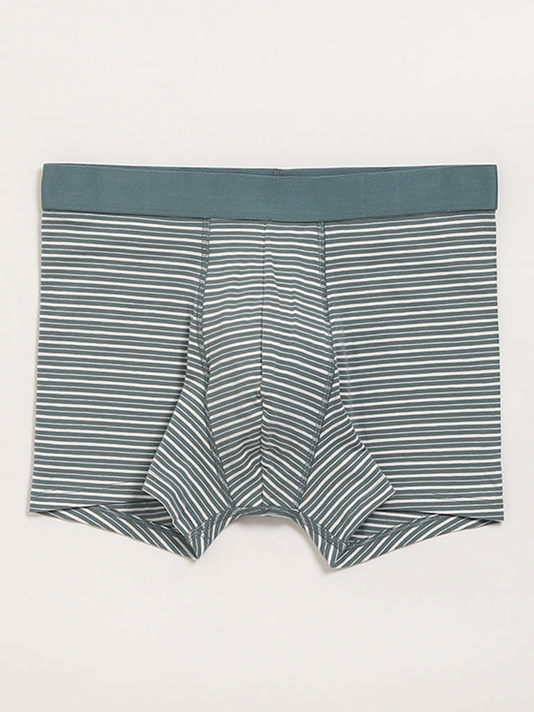 WES Lounge Teal Printed Cotton Trunks - Pack of 3