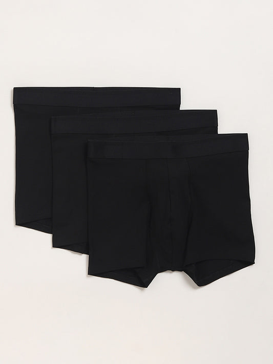 WES Lounge Solid Black Trunks - Pack of 3