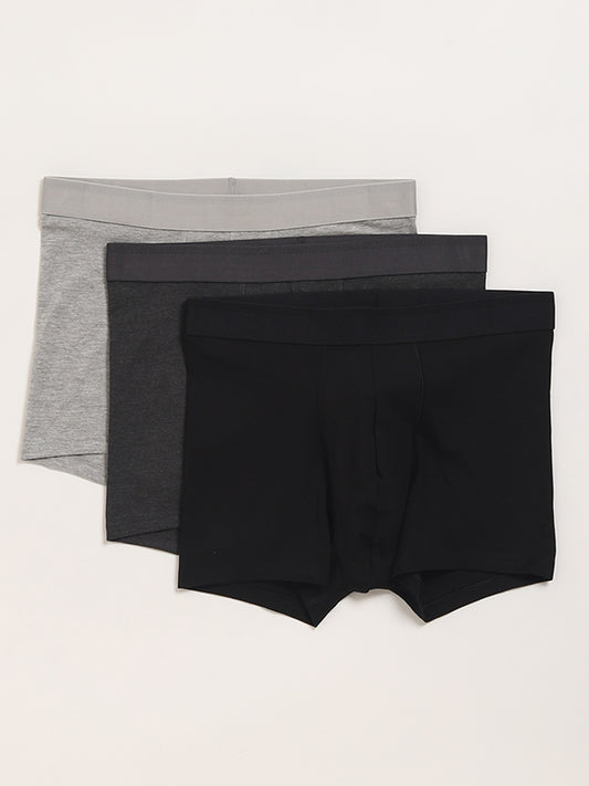 WES Lounge Plain Grey Trunks - Pack of 3