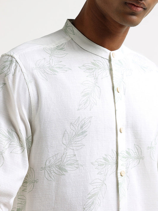 ETA Off White Leaf Printed Resort Fit Shirt