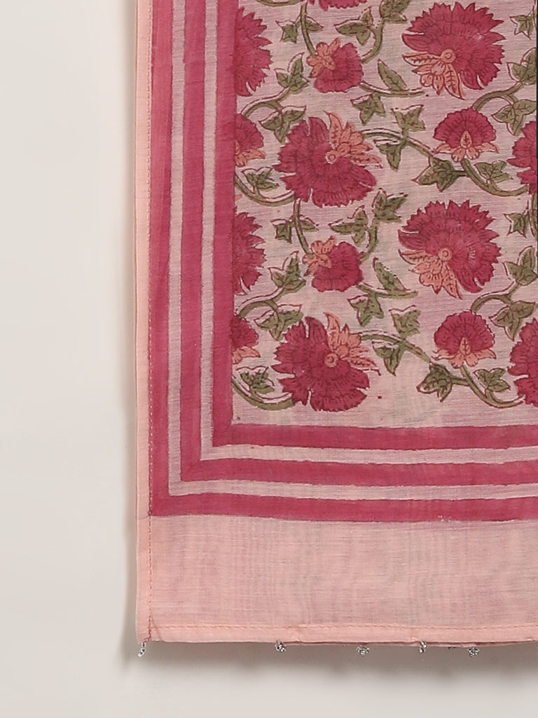 Zuba Pink Floral Printed Stole