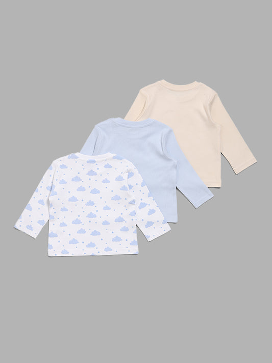 HOP Baby Blue Printed T-Shirt - Pack of 3
