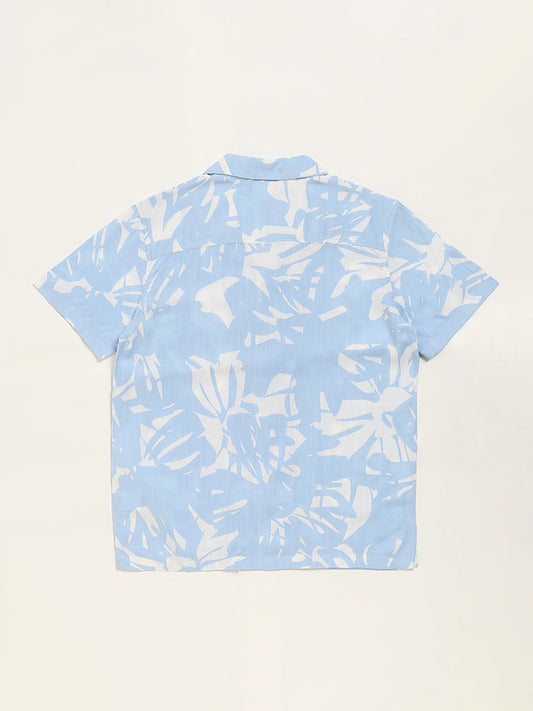 Y&F Kids Blue Printed Shirt