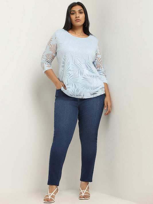 Gia Blue Self-Patterned Top