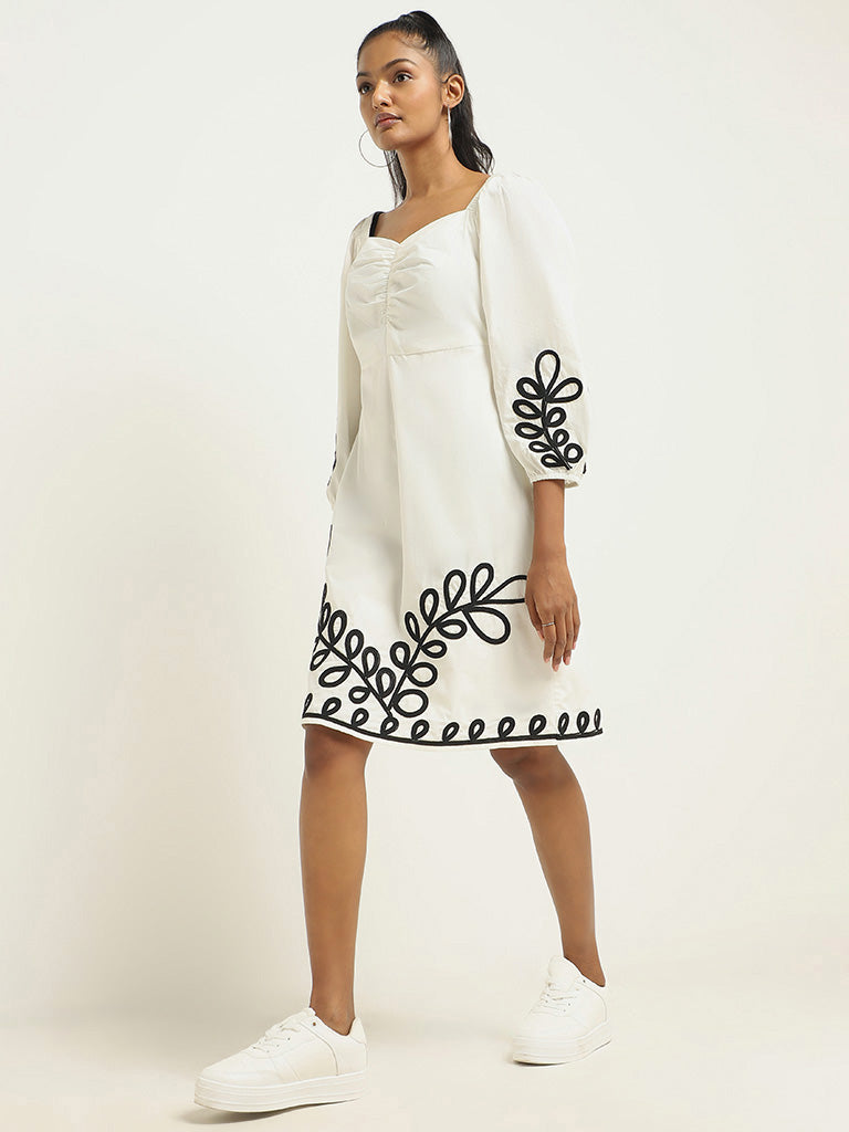 LOV White Embroidered Dress