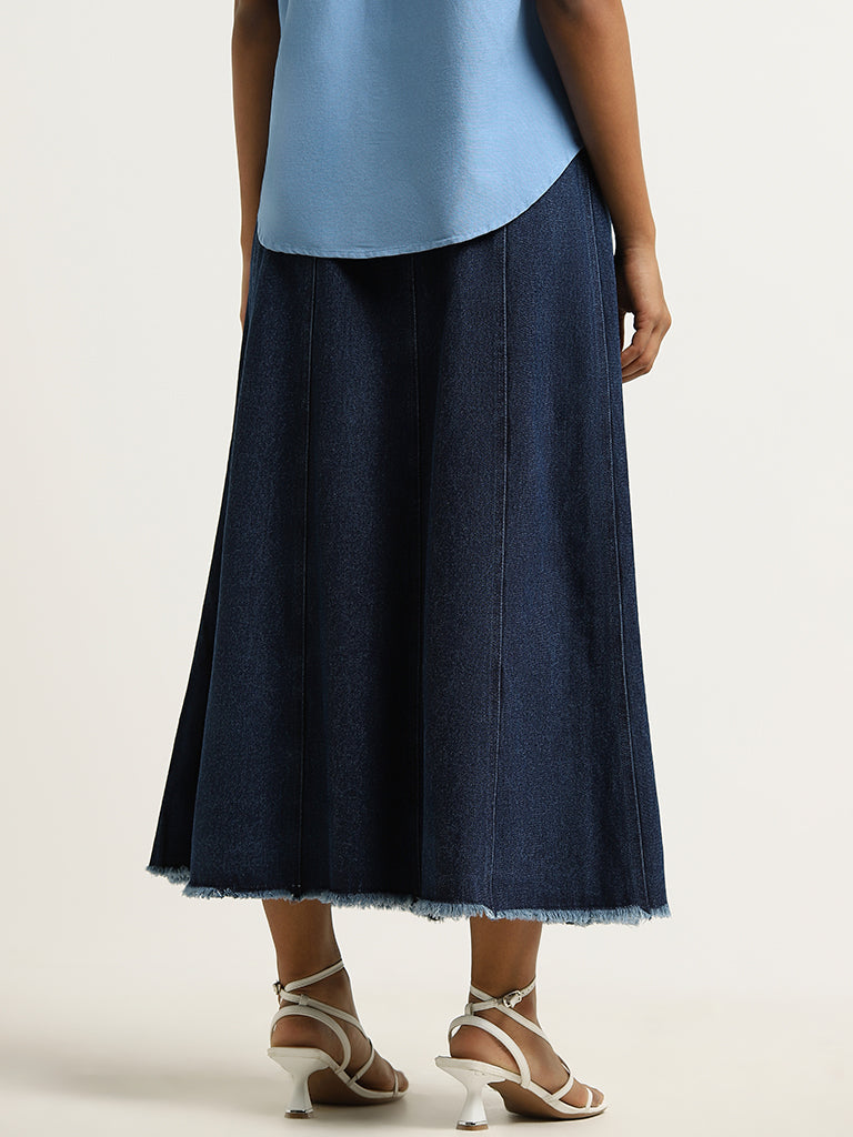 Buy LOV Blue Denim Maxi Skirt from Westside