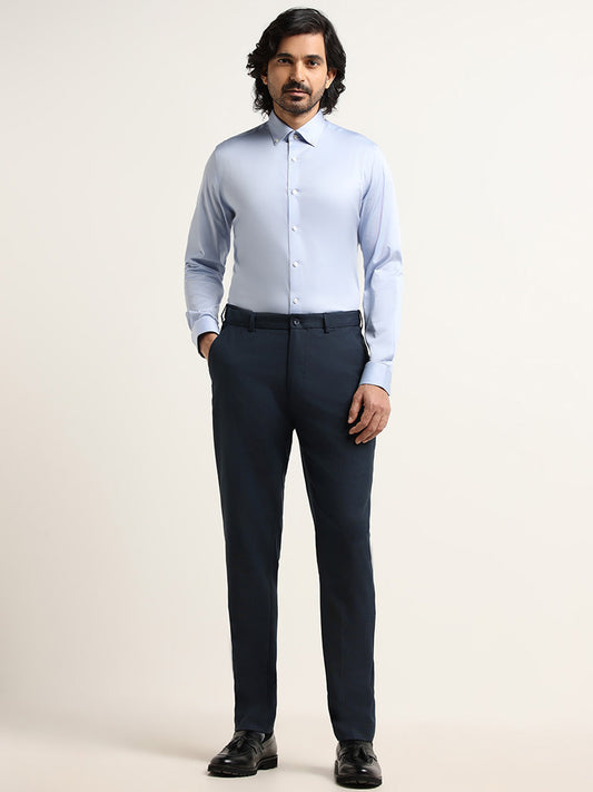 WES Formals Navy Relaxed Fit Trousers