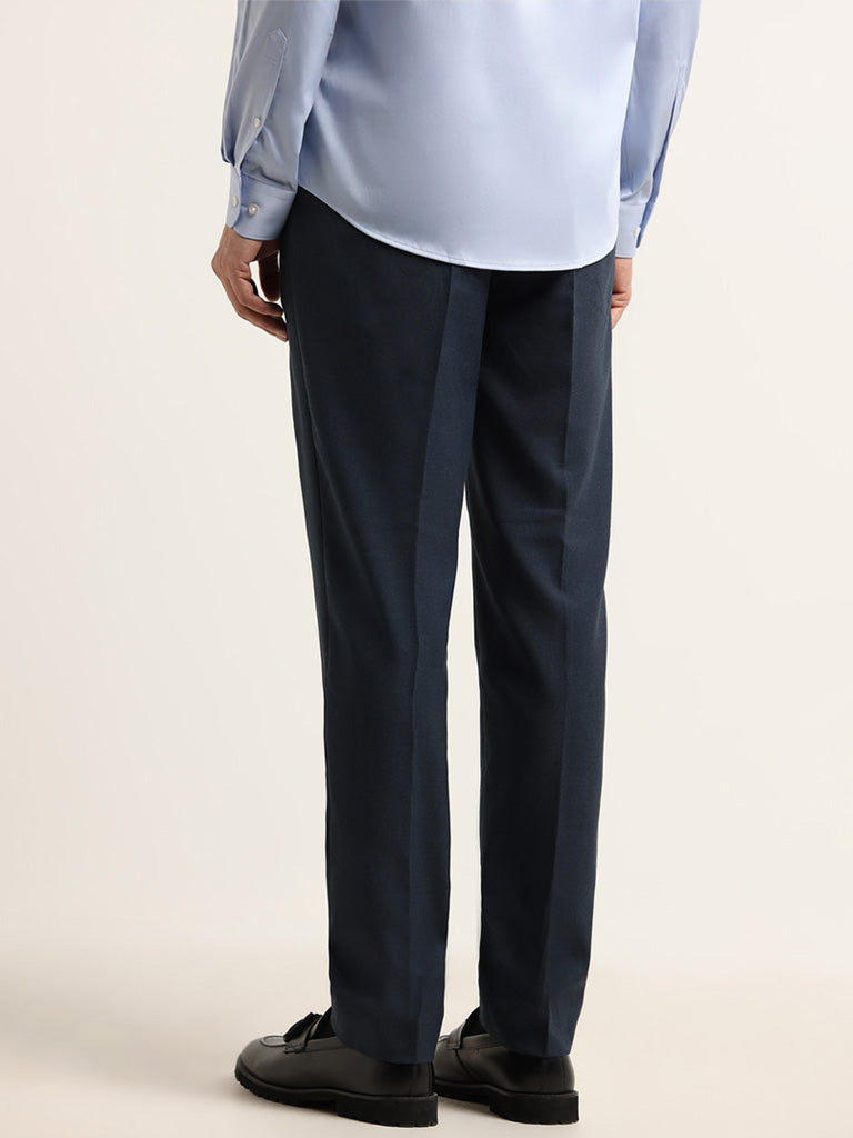 WES Formals Navy Relaxed Fit Trousers