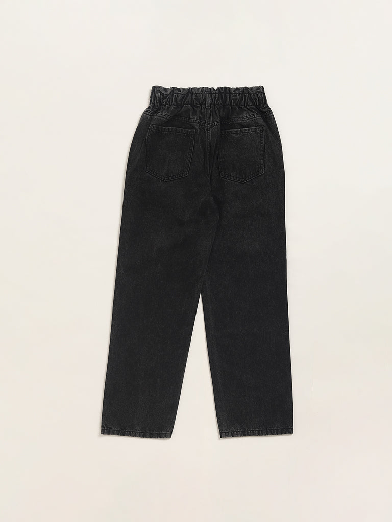 Y&F Kids Black Relaxed - Fit High Rise Jeans