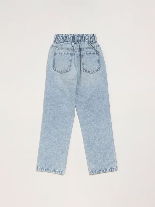 Y&F Kids Light Blue Relaxed - Fit High Rise Jeans