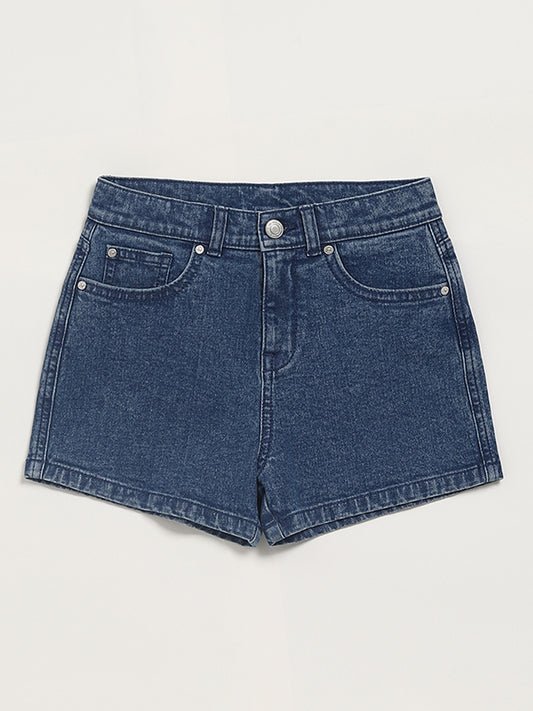 Y&F Kids Mid-Rise Blue Denim Shorts