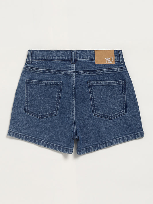 Y&F Kids Mid-Rise Blue Denim Shorts
