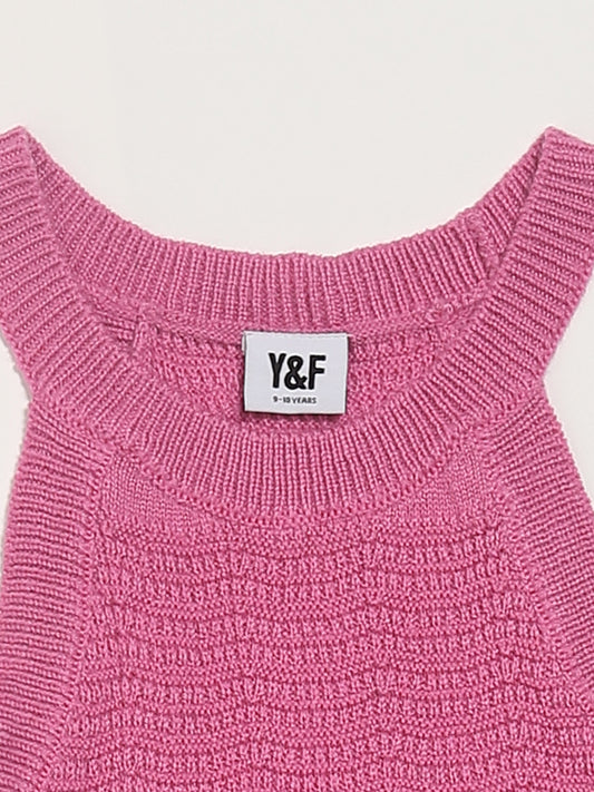 Y&F Kids Solid Pink Bodycon Dress