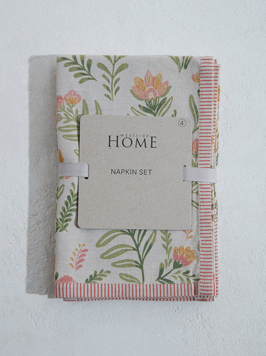 Westside Home Multicolour Floral Detailed Napkins - (Set of 2)