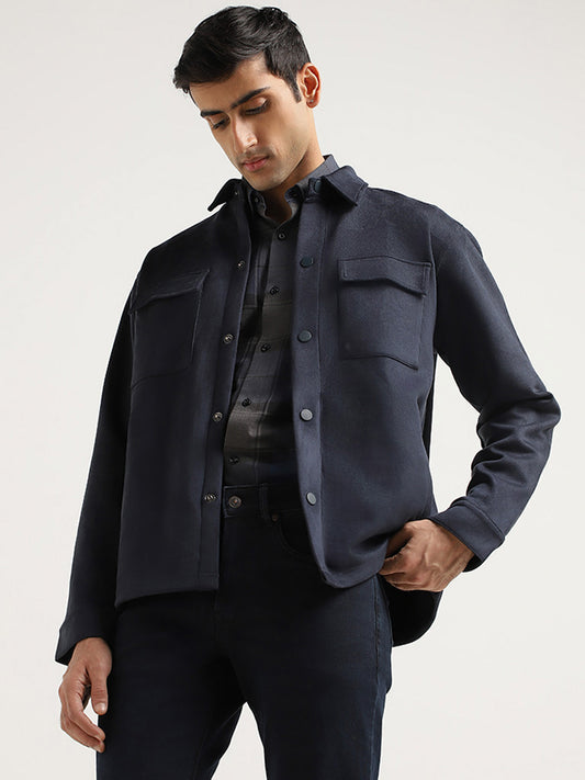 Ascot Blue Button-Down Relaxed Fit Jacket
