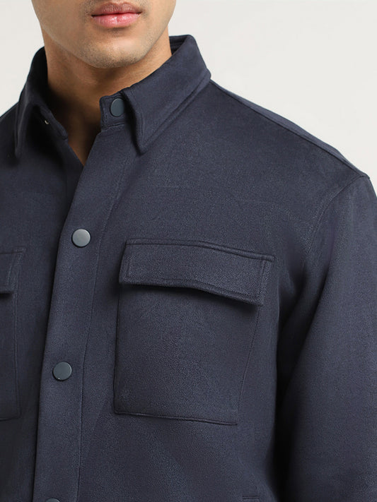 Ascot Blue Button-Down Relaxed Fit Jacket