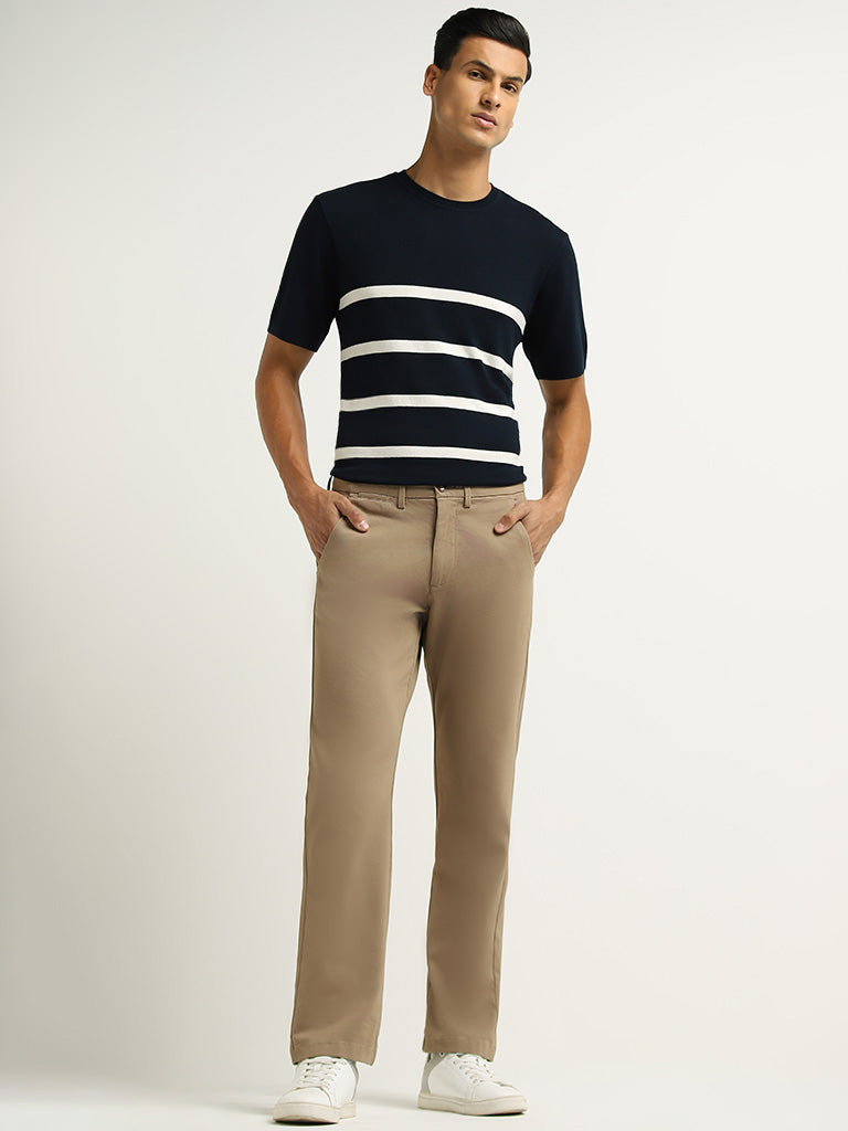 Ascot Navy Striped Relaxed Fit T-Shirt