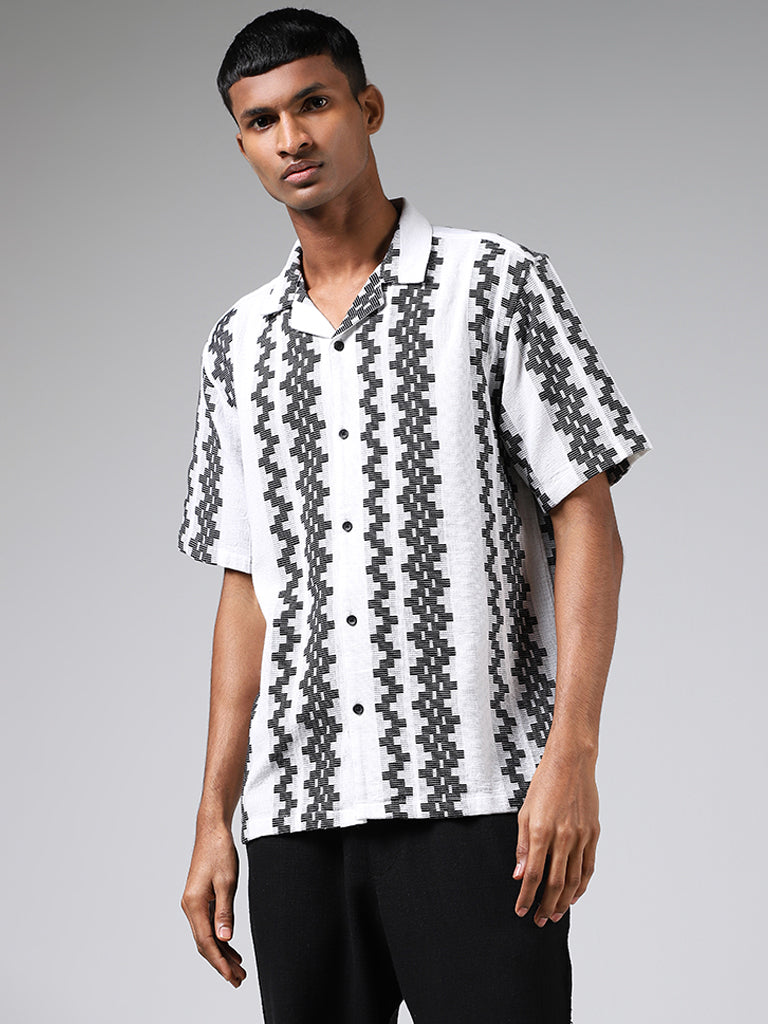 ETA White & Black Striped Resort Fit Shirt