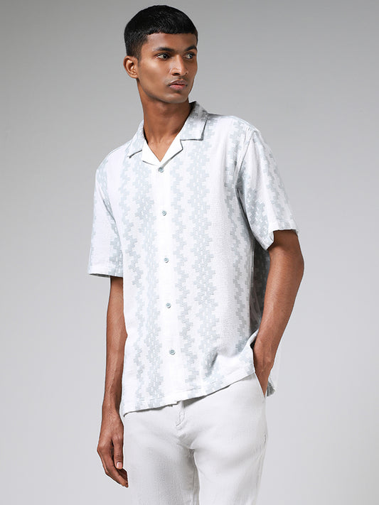 ETA White & Grey Striped Resort Fit Shirt
