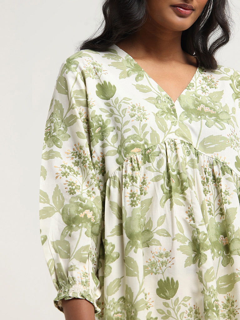 Utsa Green Floral Printed Tunic