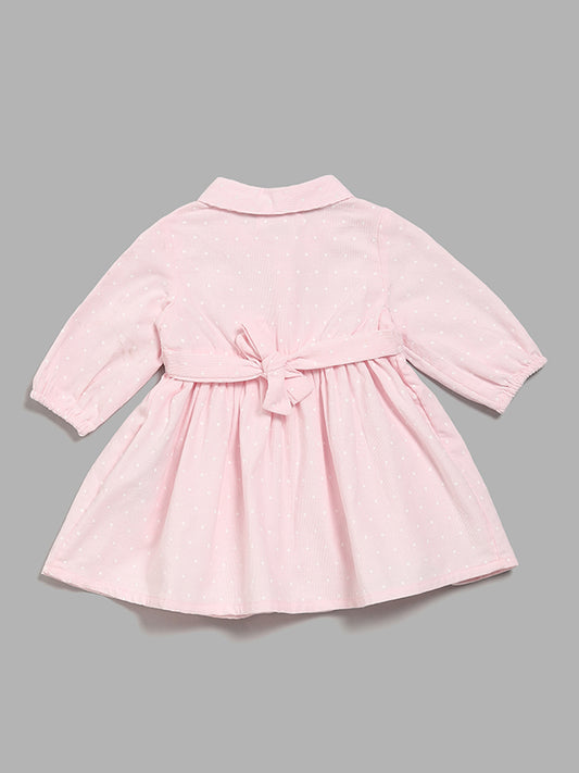 HOP Baby Light Pink Printed Button-Down Dress