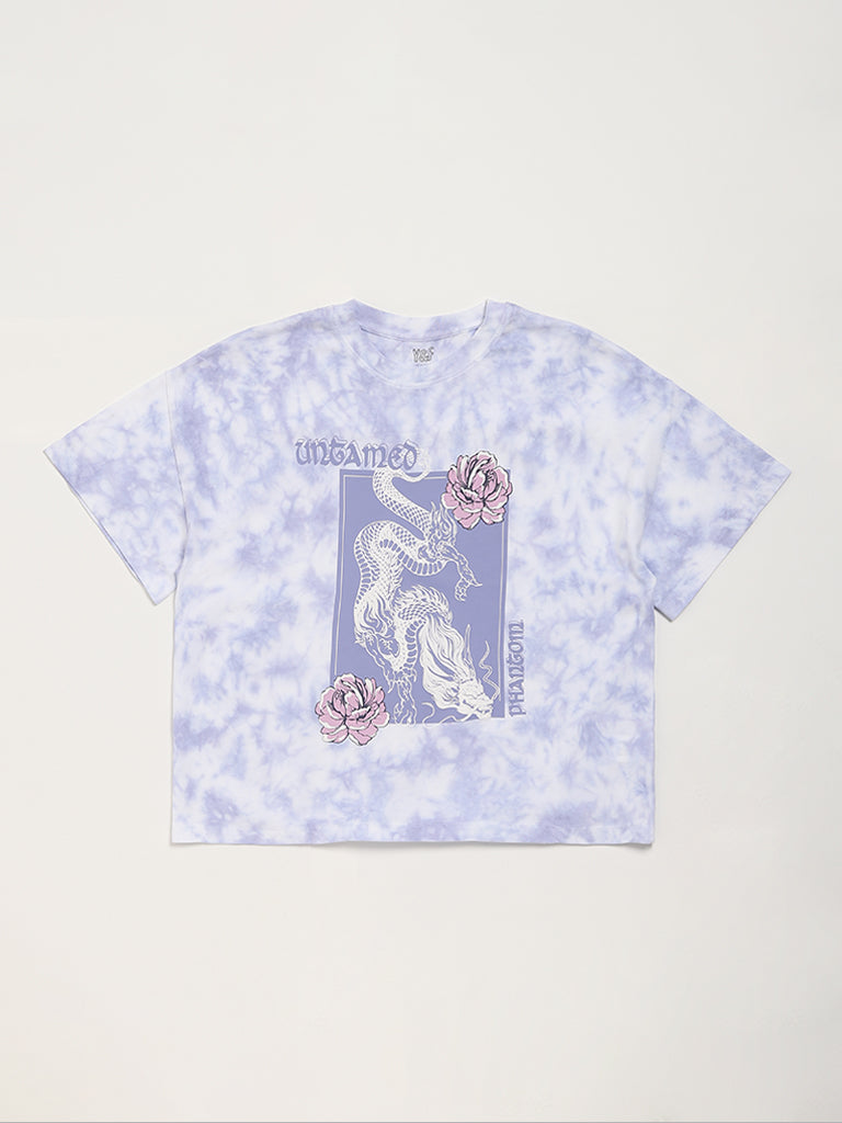 Y&F Kids Lilac Tie-Dye Printed T-Shirt