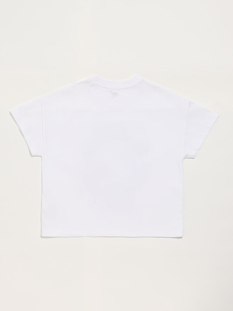 Y&F Kids Nature Print White T-Shirt