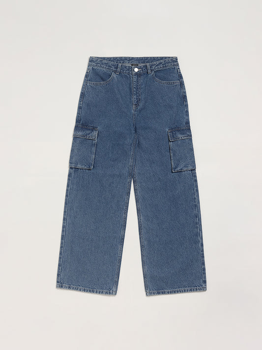 Y&F Kids Blue Relaxed - Fit High Rise Jeans