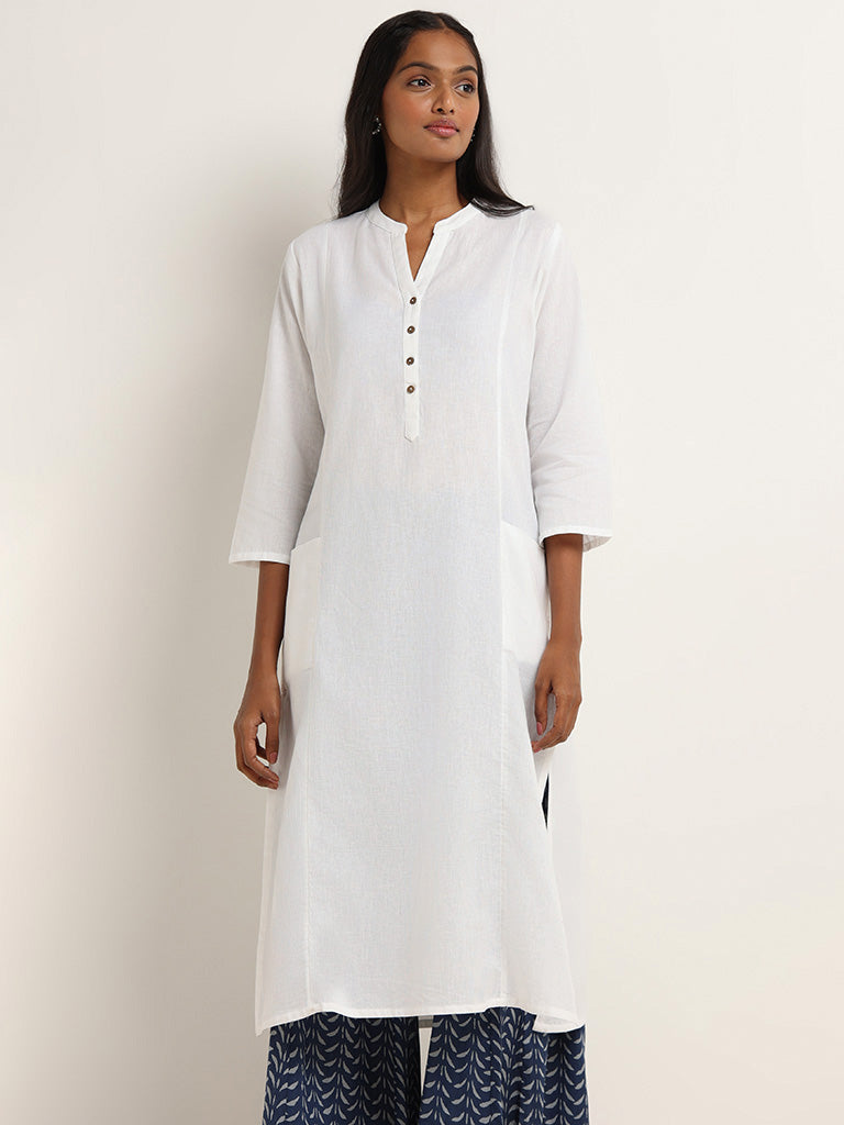 Plus Size Cotton Kurti In White Colour - KR2710302
