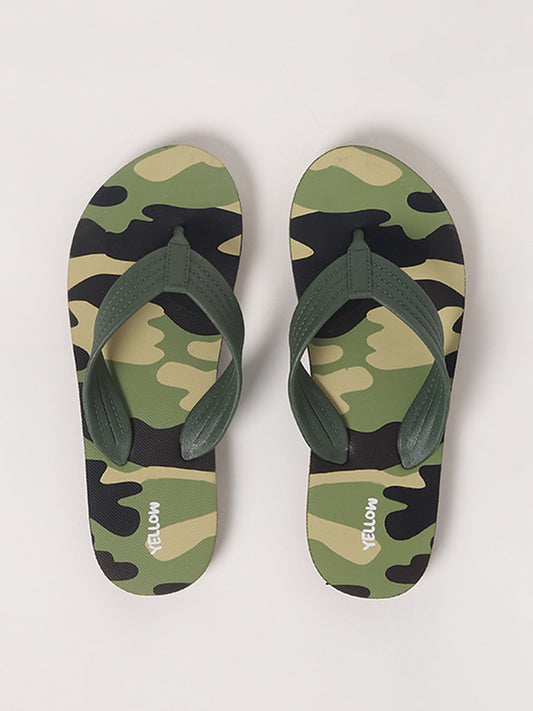 Yellow Green Camouflage Flip-Flop