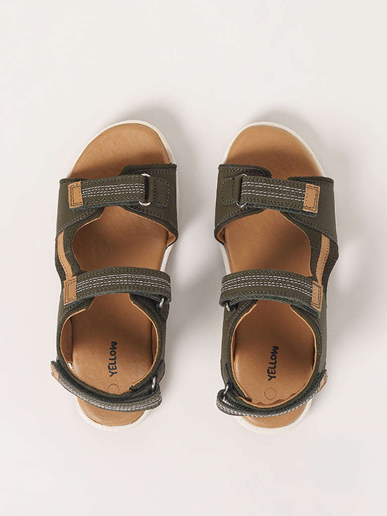 Yellow Green Double Strap Sandals