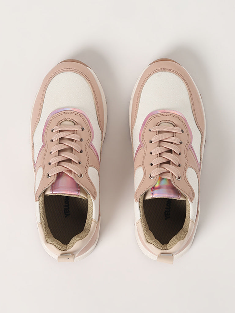 Yellow Pink Lace-Up Sneakers