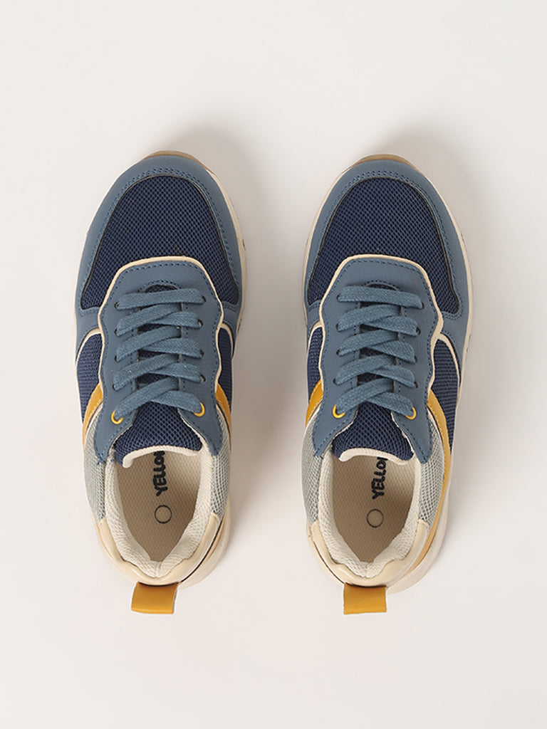 Yellow Blue Lace-Up Shoes