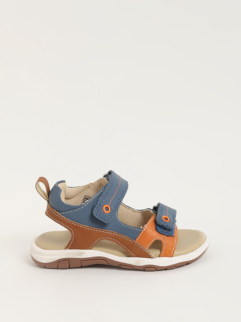 Yellow Blue Two Strap Sandals