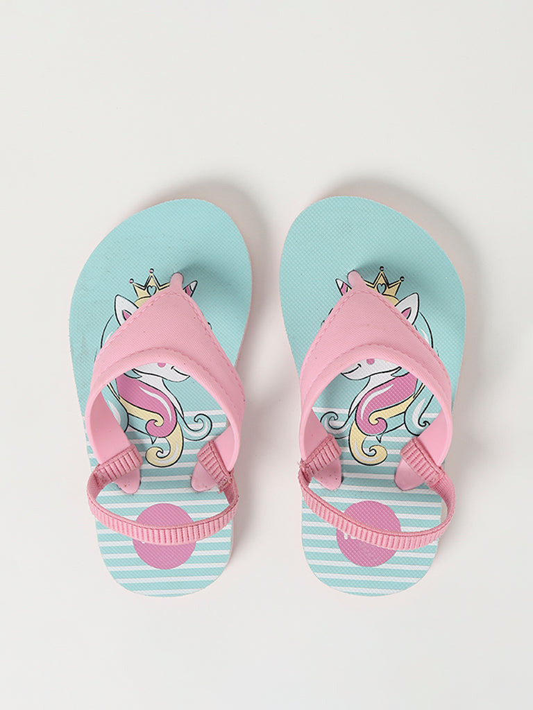 Yellow Pink & Blue Mermaid Flip-Flops