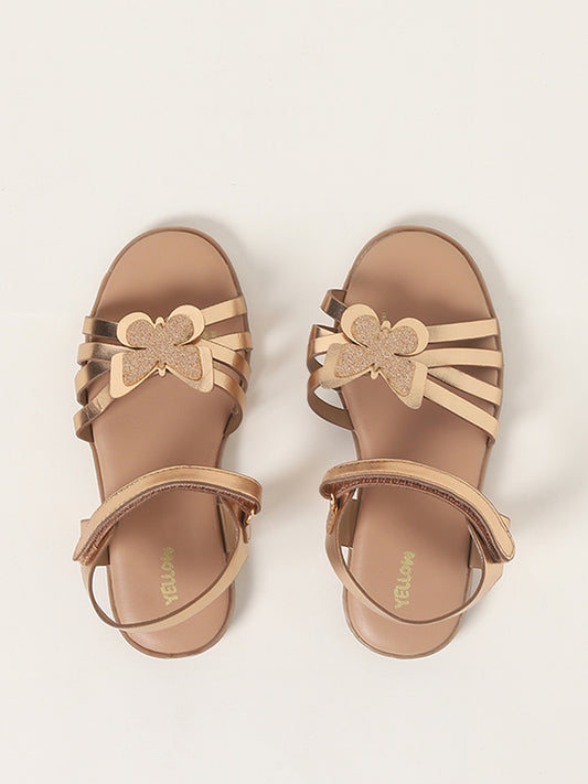 Yellow Strappy Gold Sandals
