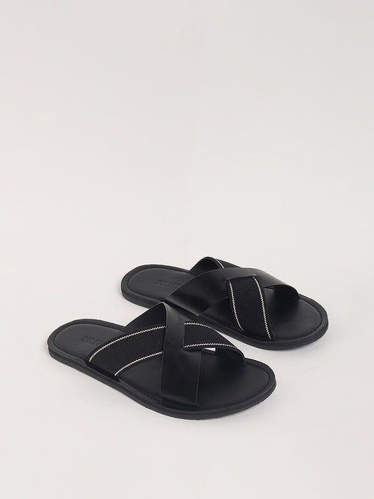 SOLEPLAY Black Cross Strap Sandals