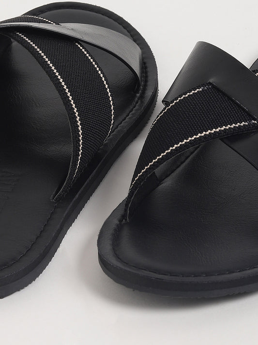 SOLEPLAY Black Cross Strap Sandals