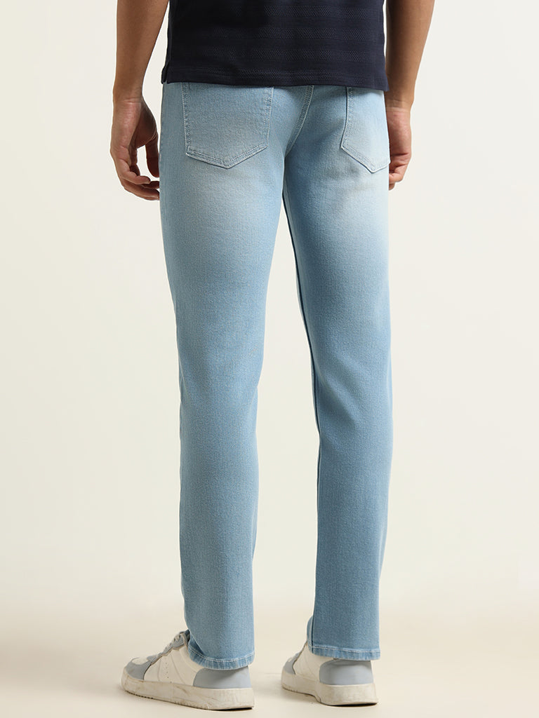 WES Casuals Light Blue Relaxed Fit Mid Rise Jeans