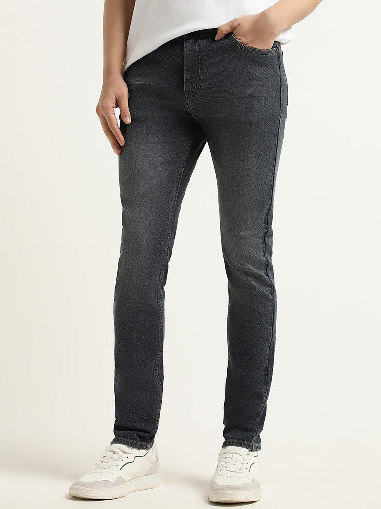 WES Casuals Dark Grey Wash Slim - Fit Mid - Rise Jeans