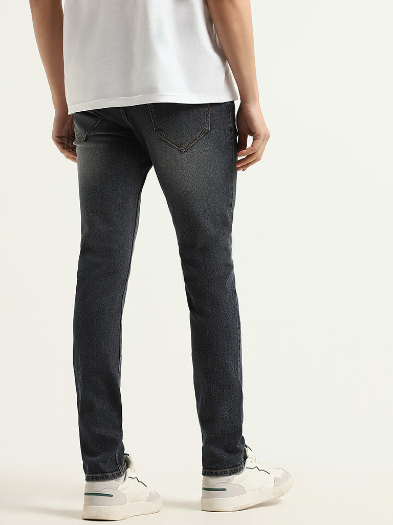WES Casuals Dark Grey Wash Slim - Fit Mid - Rise Jeans