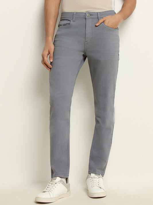 WES Casuals Grey Slim Fit Mid Rise Jeans