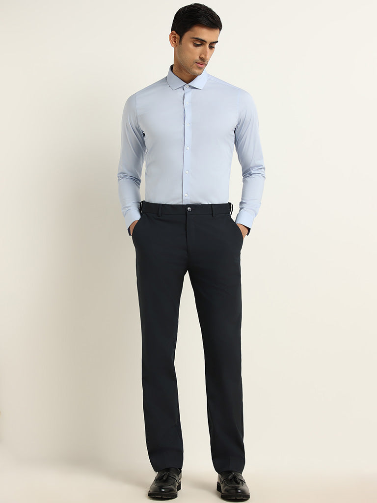 WES Formals Blue Ultra-Slim Fit Shirt