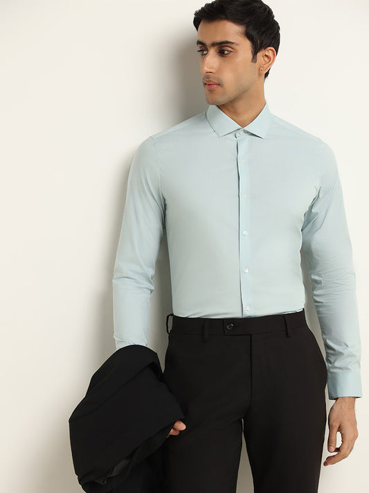 WES Formals Light Teal Ultra-Slim Fit Shirt