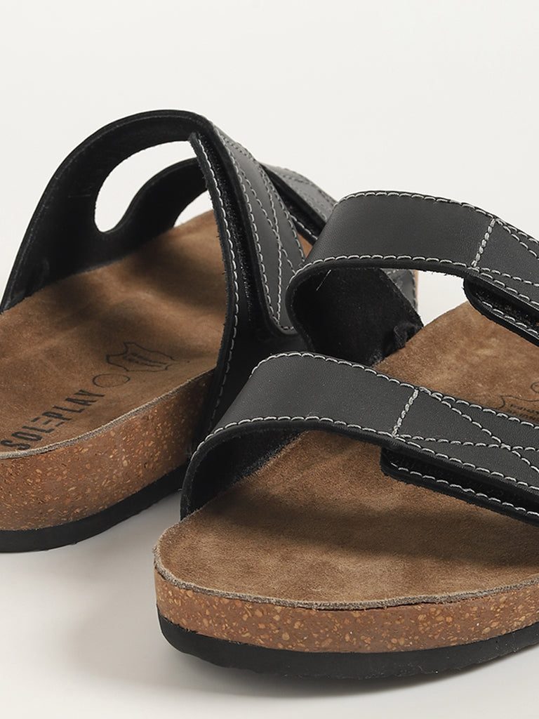 Buy SOLEPLAY Black Double Strap Leather Sandals from Westside