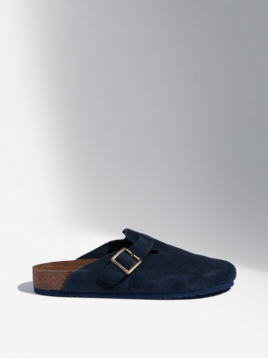 SOLEPLAY Navy Mule Leather Cork Sandals