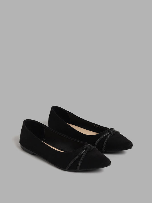 LUNA BLU Black Rhinestones Ballerina Shoes