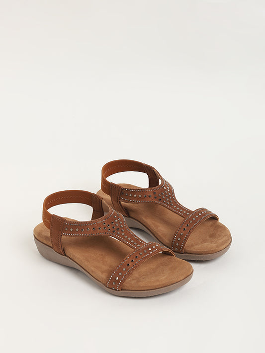 LUNA BLU Brown Studded Sandals